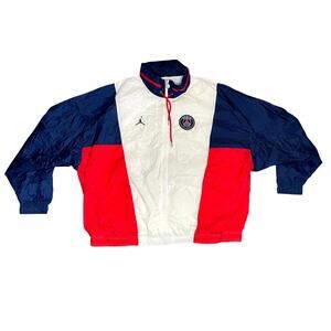 Nike Air Jordan Jacket Mens 2XL White/Midnight Navy Paris Saint-Germain FC Nylon